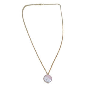 14k Gold Freshwater Pearl Coin Necklace